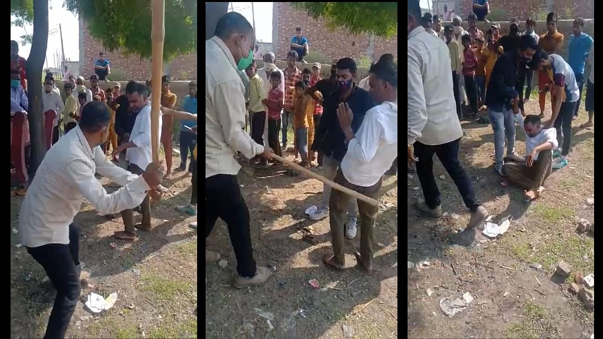In a video of the incident which has gone viral, one can see Shakir, who is from Nar Kheda village in Moradabad, being repeatedly thrashed.