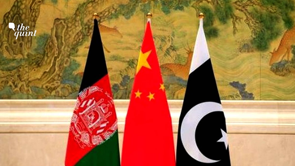 Image of flags of China (centre), Afghanistan (L) and Pakistan (R) used for representational purposes.