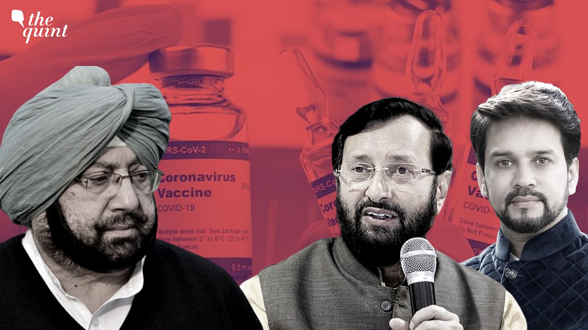 Punjab CM Amarinder Singh (left), Prakash Javadekar (centre), Anurag Thakur (right).