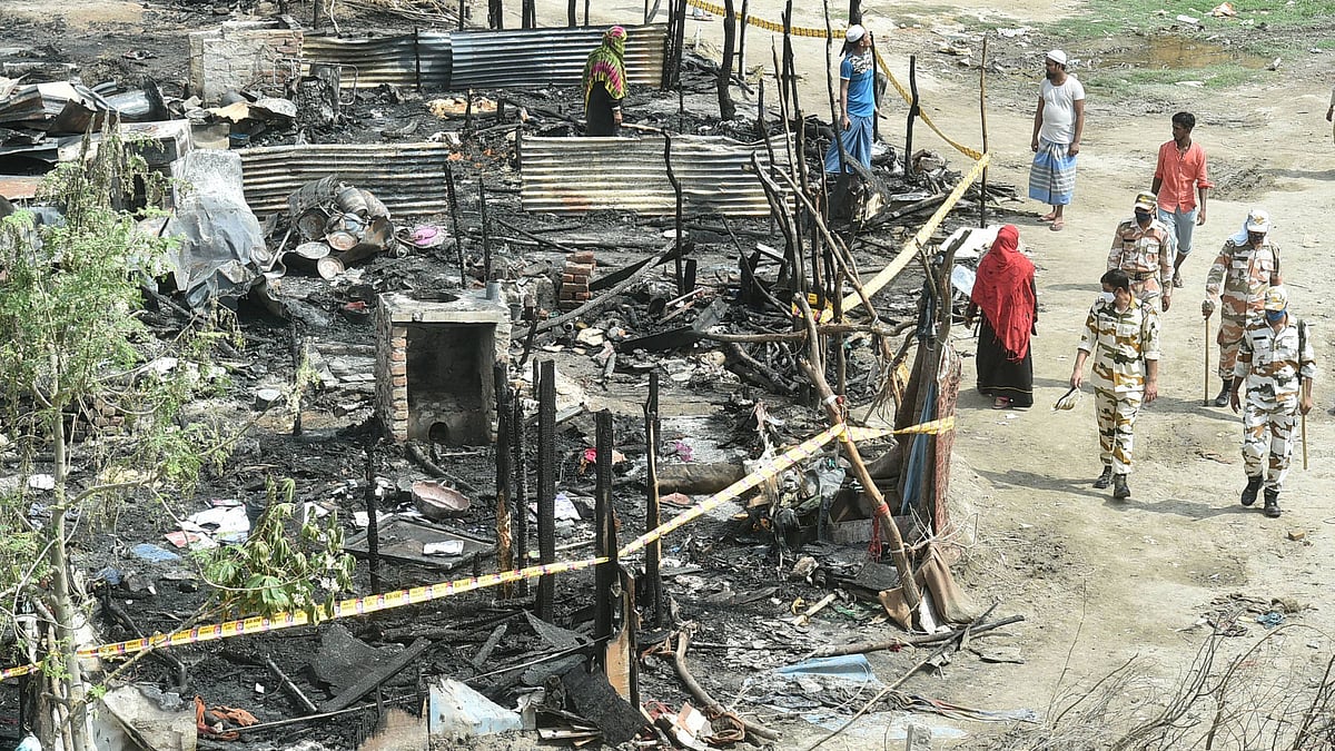 A massive fire broke out at the Rohingya refugee camp in the Madanpur Khadar area on 13 June.