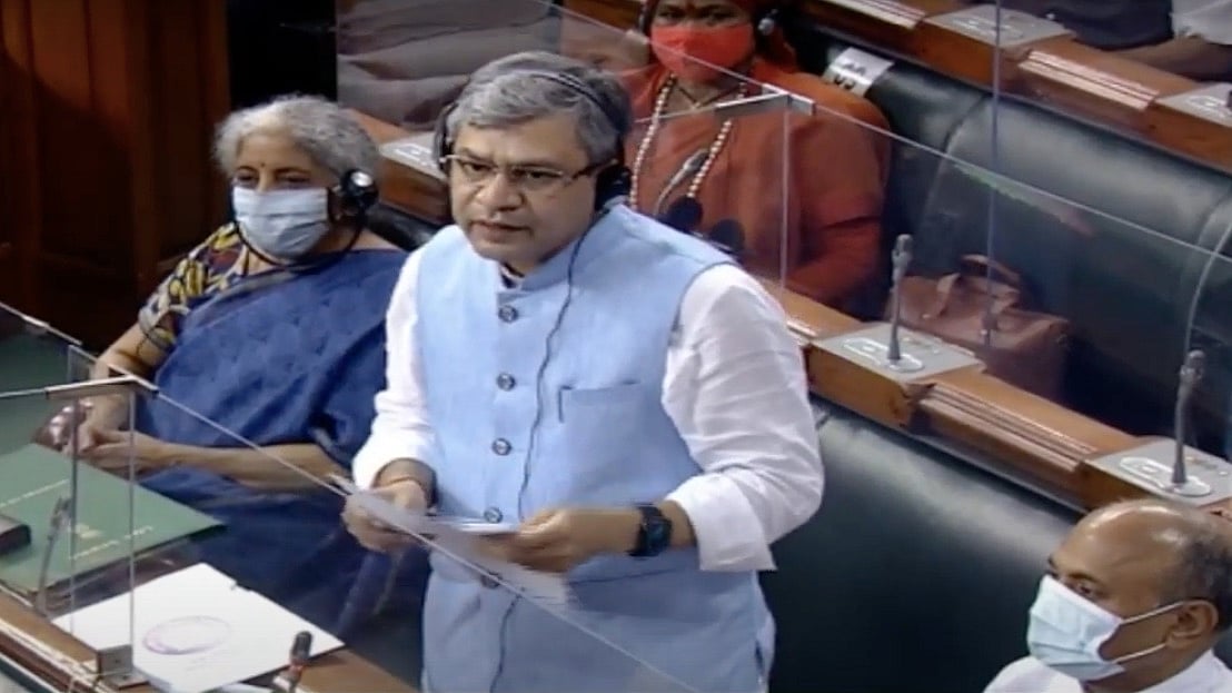 <div class="paragraphs"><p>IT Minister Ashwini Vaishnaw speaking during the Monsoon Session of Parliament on Monday, 19 July.</p></div>