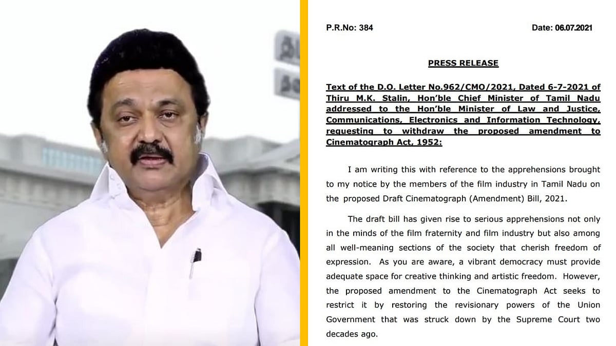 <div class="paragraphs"><p>M K Stalin writes letter to Centre urging them to withdraw the proposed amendments to the Cinematograph Act 1952</p></div>