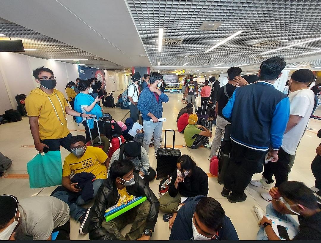 <div class="paragraphs"><p>Over 200 Indians, majority of whom are students stranded in Belgrade, waiting at the airport to be sent to their respective destinations. </p></div>