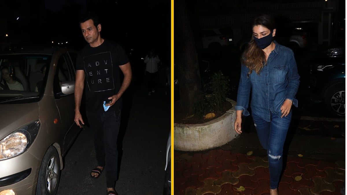 <div class="paragraphs"><p>Rohit Roy and Raveena Tandon near Mandira Bedi's residence</p></div>