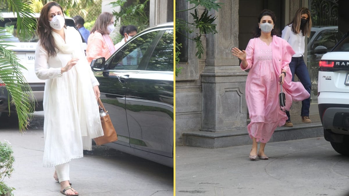 <div class="paragraphs"><p>Kareena Kapoor and Neetu Kapoor attend the griha pravesh puja at Randhir Kapoor's new home. </p></div>