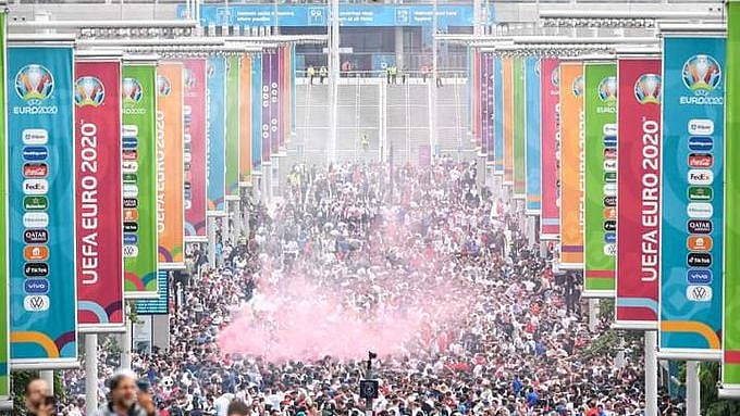 <div class="paragraphs"><p>Fans at Wembley Way on Euro 2020 final day. </p></div>
