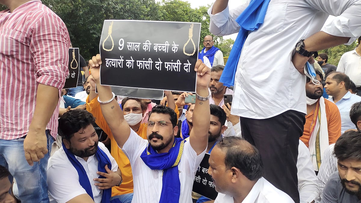 <div class="paragraphs"><p>Bhim Army Chief Chandrashekhar Azad during a protest after a minor girl was allegedly gang raped and murdered in Delhi.</p></div>
