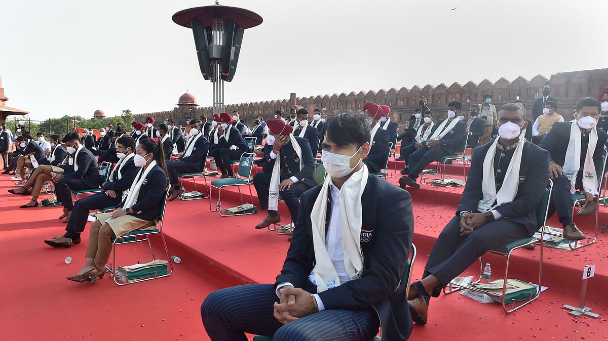 <div class="paragraphs"><p>India's Olympic athletes at the Red Fort on 15 August.</p></div>