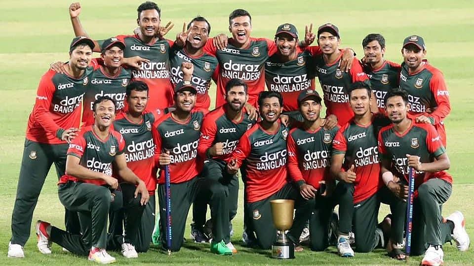 <div class="paragraphs"><p>Bangladesh Cricket Team poses for a photo after winning the T20I series 4-1. </p></div>