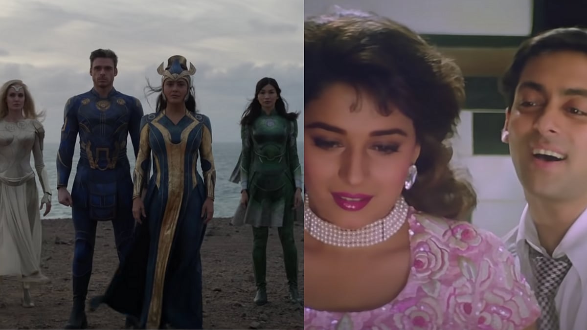 <div class="paragraphs"><p>(Left) Marvels Eternals, (Right) Still from 'Pehla Pehla Pyaar Hai' from <em>Hum Aapke Hain Koun..!</em></p></div>