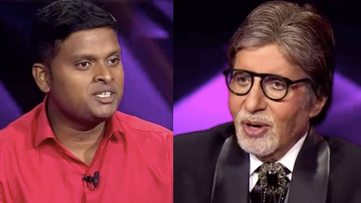 <div class="paragraphs"><p>The first contestant of <em>Kaun Banega Crorepati 13</em>, Gyaan Raj, with Amitabh Bachchan.</p></div>