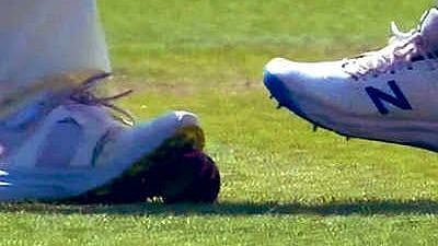 <div class="paragraphs"><p>An England player was seen trapping the red Dukes ball with his spikes during Day Four of the second Test match between India and England at Lord's.</p></div>