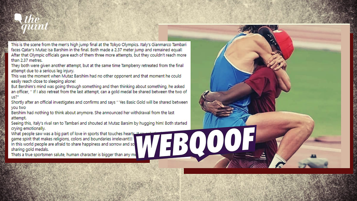 <div class="paragraphs"><p>The gold medal was shared by Mutaz Essa Barshim and Gianmarco Tamberi as per the rules of the Olympics, not because of a player's injury.</p></div>