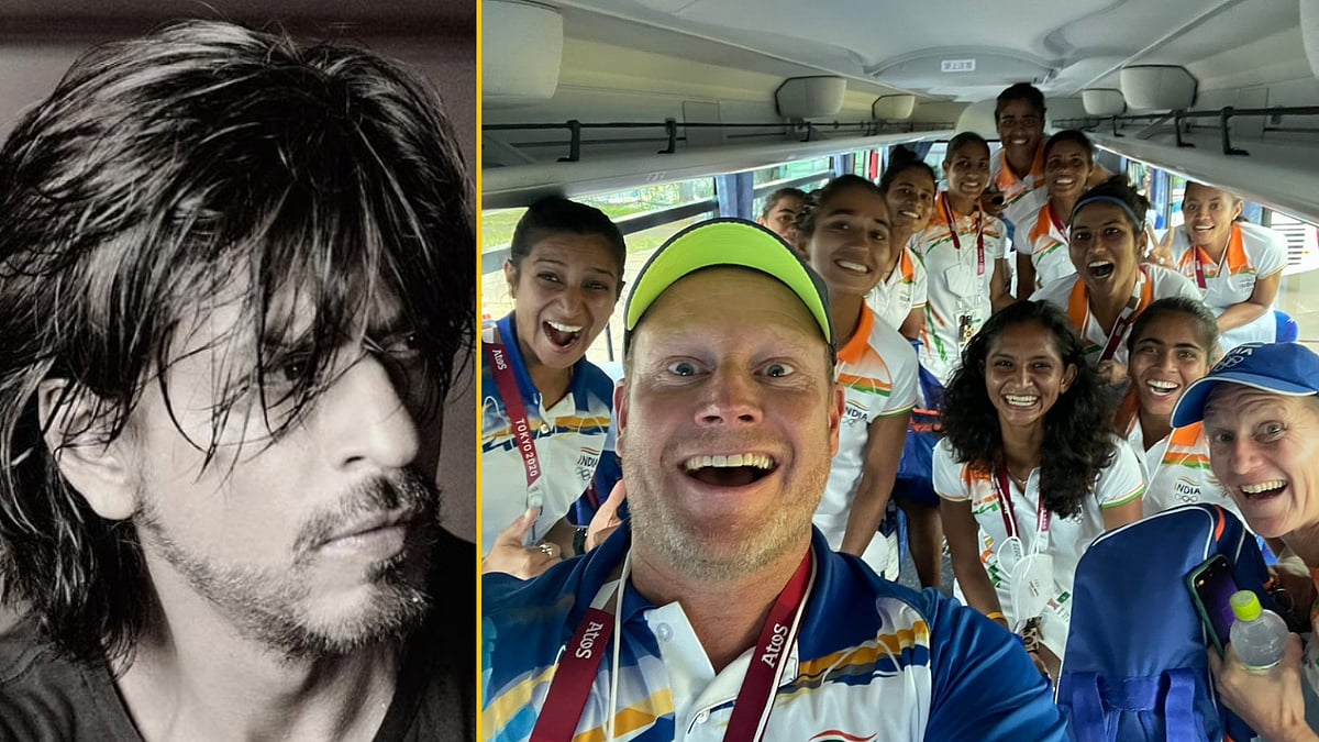 <div class="paragraphs"><p>Shah Rukh Khan AKA Coach Kabir; Coach&nbsp;Sjoerd Marijne with the Indian Women's Hockey Team</p></div>