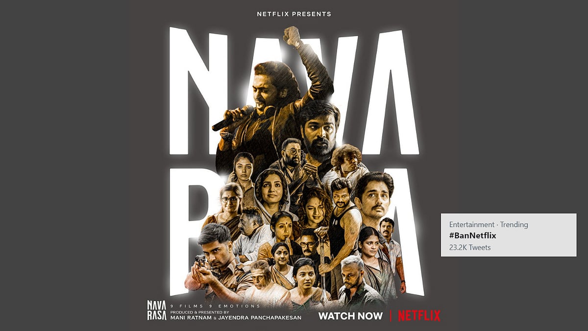 <div class="paragraphs"><p>#BanNetflix has been trending on Twitter because of an ad for Netflix's <em>Navarasa </em>in a Tamil daily.</p></div>