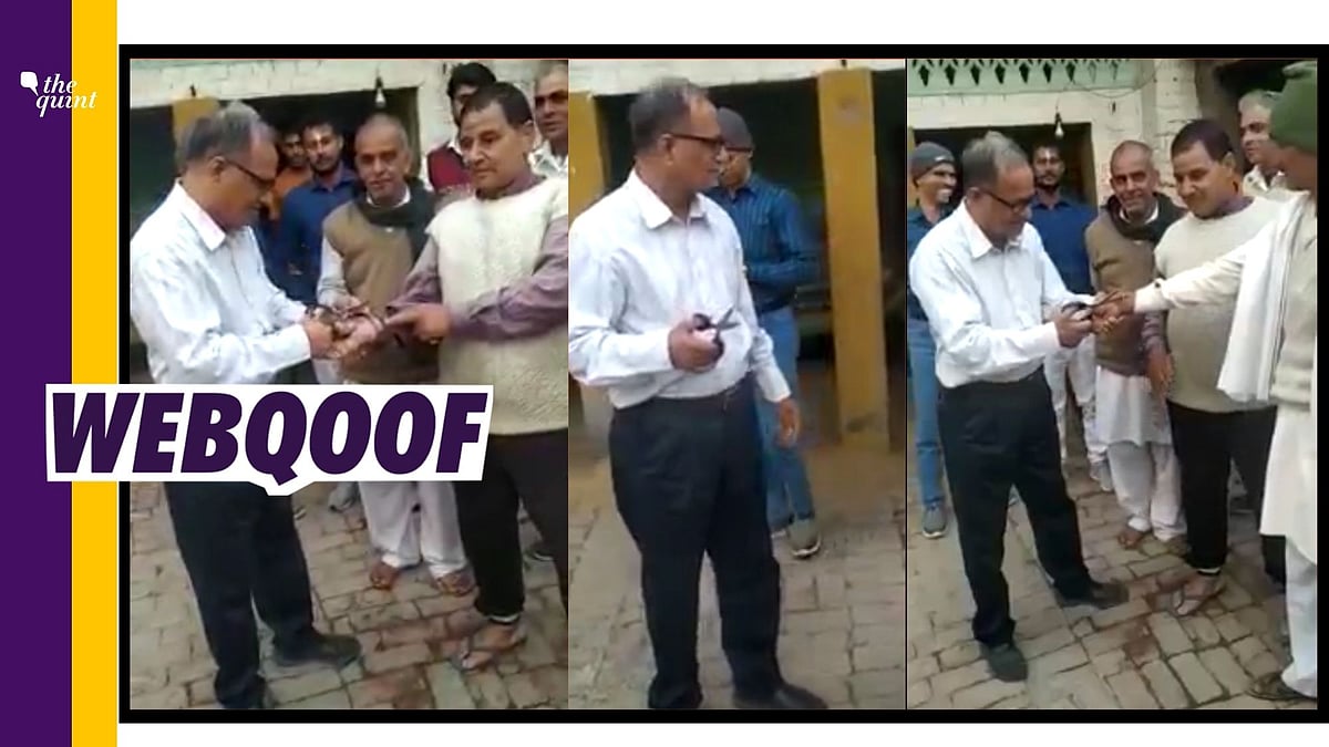 <div class="paragraphs"><p>The video falsely claimed to show Samajwadi Party leader removing a holy thread from people's hands and that he asked them to never go to a temple.<br></p></div>