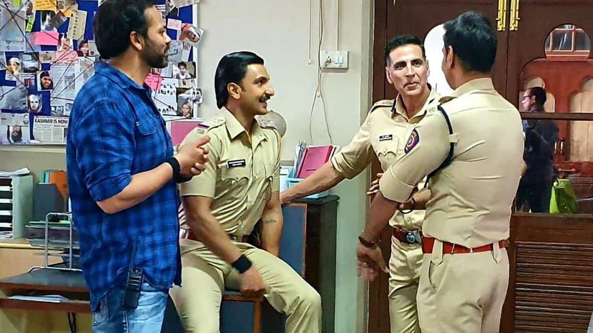 <div class="paragraphs"><p>Akshay Kumar, Rohit Shetty, Ajay Devgn and Ranveer Singh on the sets of <em>Sooryavanshi</em>.</p></div>