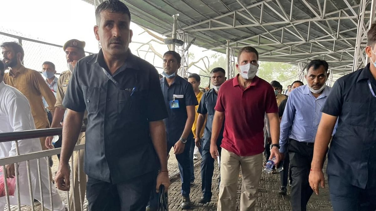 <div class="paragraphs"><p>Congress leader Rahul Gandhi visited Vaishno Devi shrine on Thursday, 9 September, walking to the temple from Katra on foot.</p><p><br></p></div>