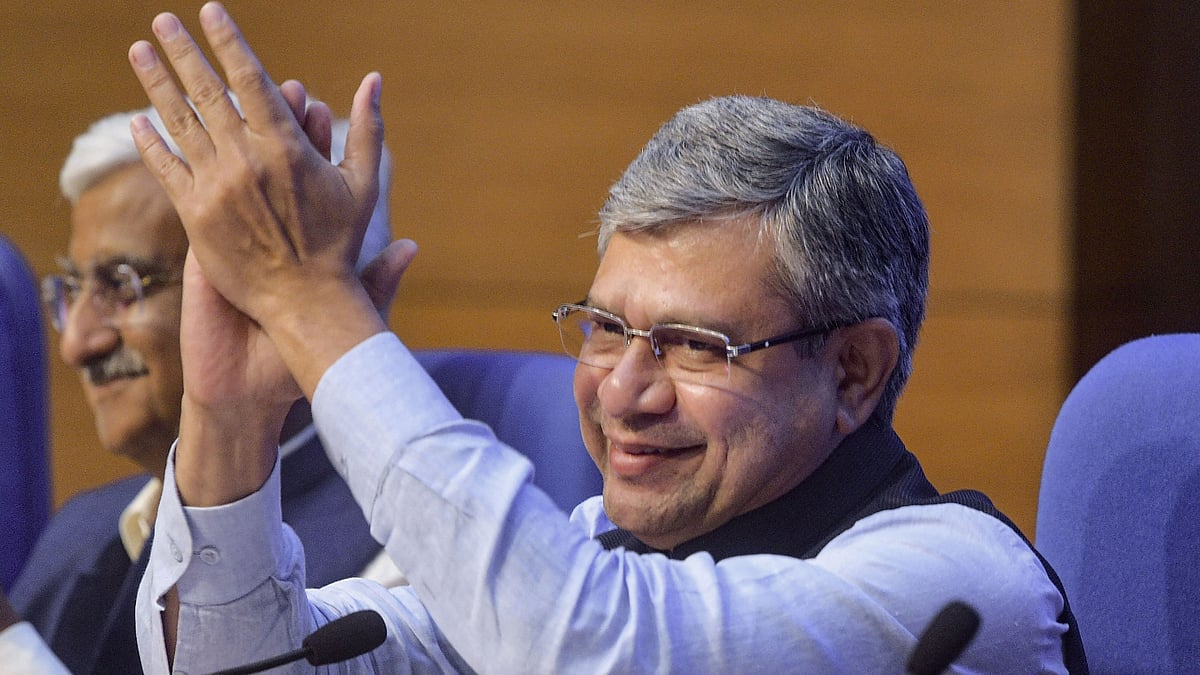 <div class="paragraphs"><p>Union Railway Minister Ashwini Vaishnaw during a press briefing on the Cabinet decisions, at National Media Centre in New Delhi, Wednesday, Sept. 15, 2021.</p></div>