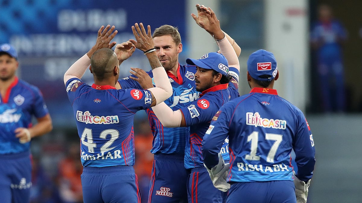 <div class="paragraphs"><p>IPL 2021: Anrich Nortje picked two wickets for 12 runs against SRH</p></div>