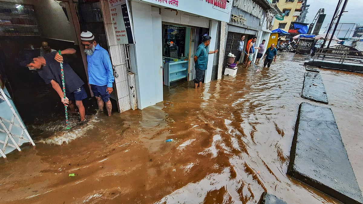 <div class="paragraphs"><p>A flooded locality at Mumbra in Thane on Tuesday, 28 September.<br></p></div>