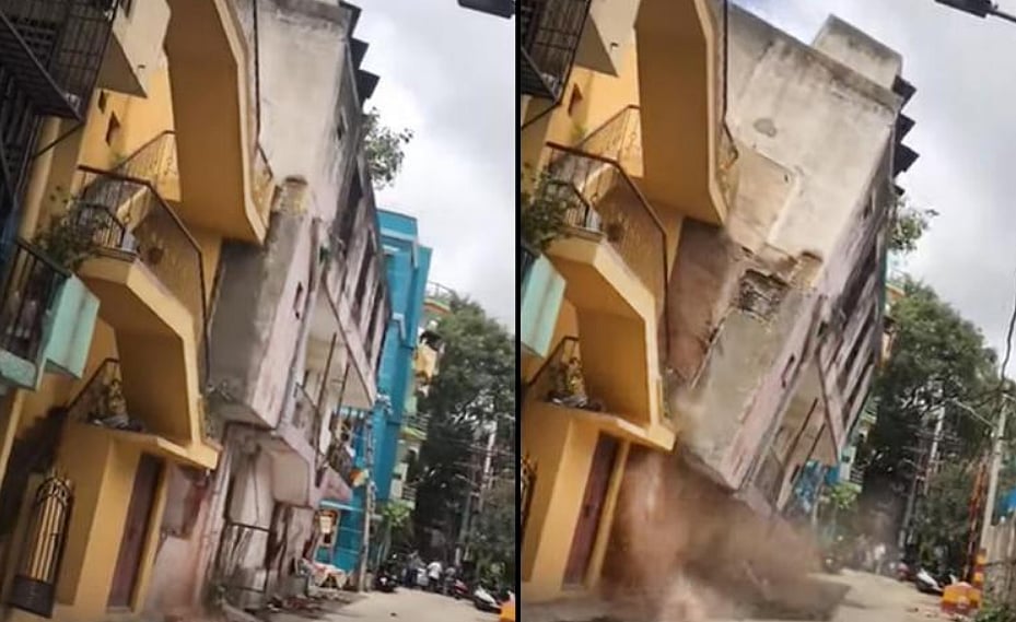 <div class="paragraphs"><p>A three-storey building in Bengaluru collapsed on Monday, 27 September.</p></div>
