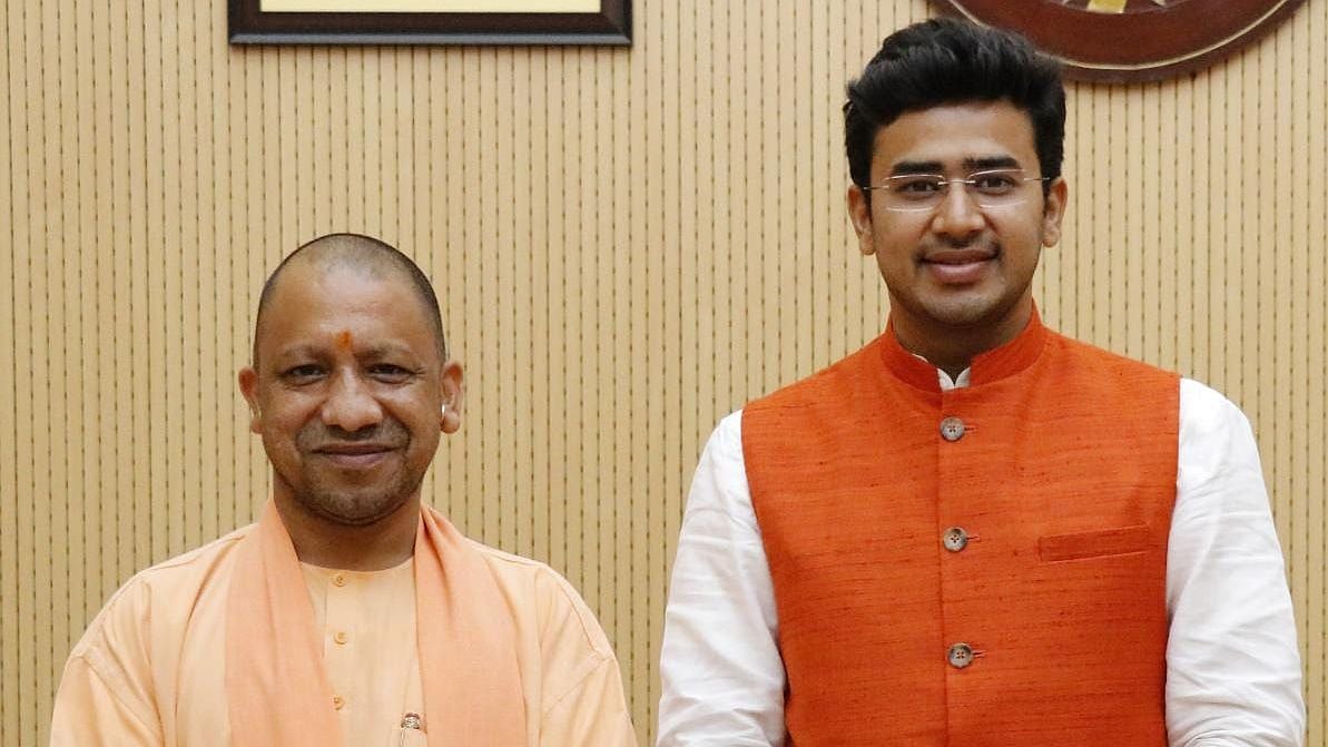 <div class="paragraphs"><p>After Yogi Adityanath's 'Abba Jaan' remark sparked controversy, Tejasvi Surya has now made a similar communal comment.</p></div>