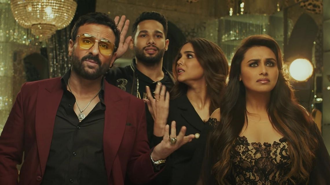 <div class="paragraphs"><p>Saif Ali Khan, Siddhant Chaturvedi, Sharvari Wagh, and Rani Mukerji in the teaser for&nbsp;<em>Bunty Aur Babli 2.</em></p></div>