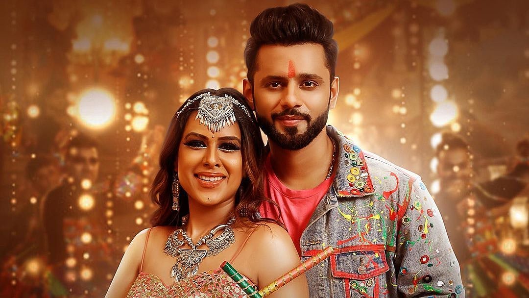<div class="paragraphs"><p>Rahul Vaidya and Nia Sharma in 'Garbe Ki Raat' poster.</p></div>