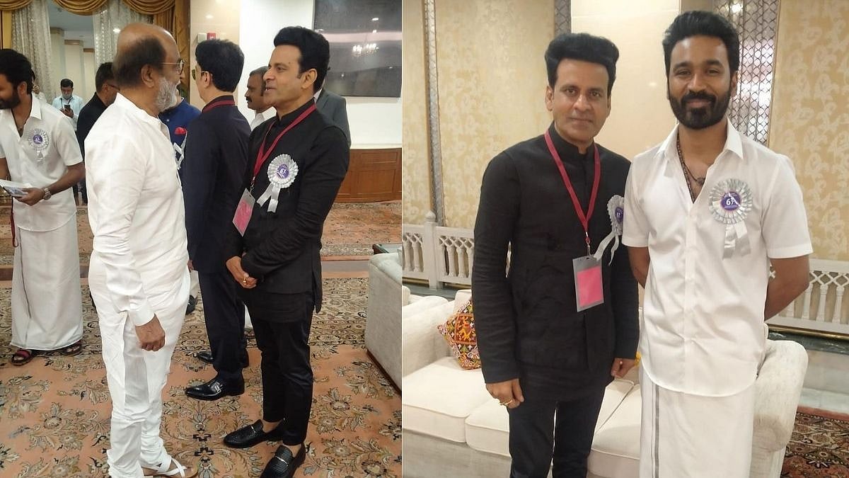 <div class="paragraphs"><p>Manoj Bajpayee with Dhanush and Rajinikanth. All three won accolades at the 67th National Film Awards.</p></div>