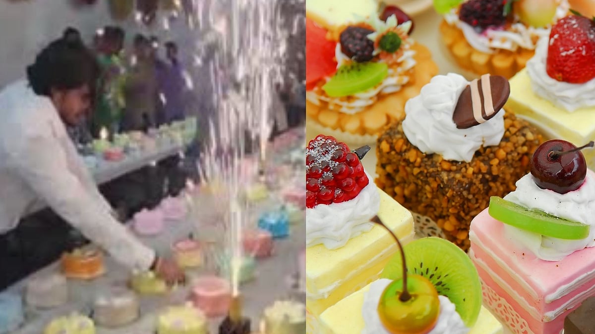 <div class="paragraphs"><p>Surya Raturi, seen cutting 550 colourful cakes of different flavours while celebrating his birthday</p></div>