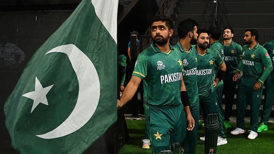<div class="paragraphs"><p>Babar Azam with the Pakistan team.</p></div>