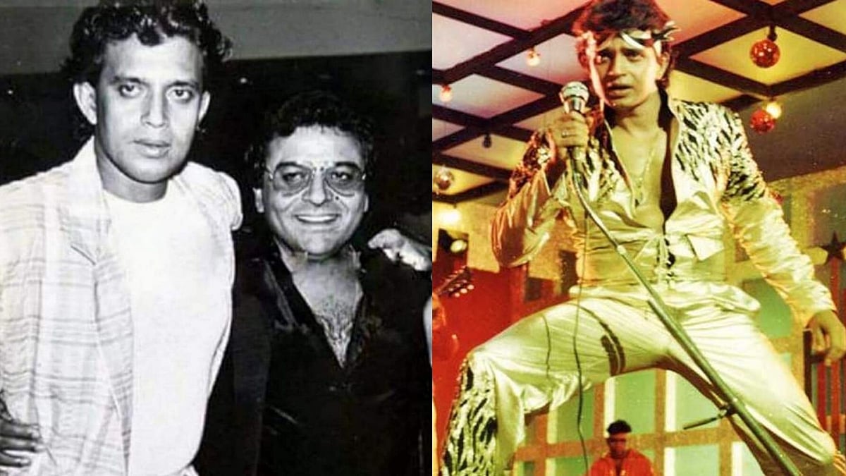 <div class="paragraphs"><p>Mithun Chakraborty with B Subhash (L). A still from&nbsp;<em>Disco Dancer </em>(R)<em>.</em></p></div>