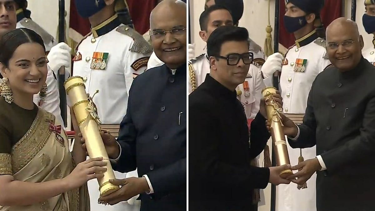 <div class="paragraphs"><p>Kangana Ranaut and Karan Johar receiving the Padma Shri 2020 from President Ram Nath Kovind.</p></div>