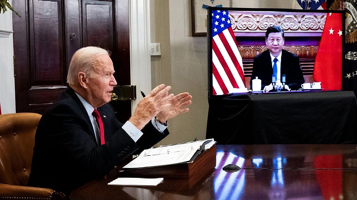 <div class="paragraphs"><p>US President Joe Biden and Chinese President Xi Jinping in a virtual conference. </p></div>