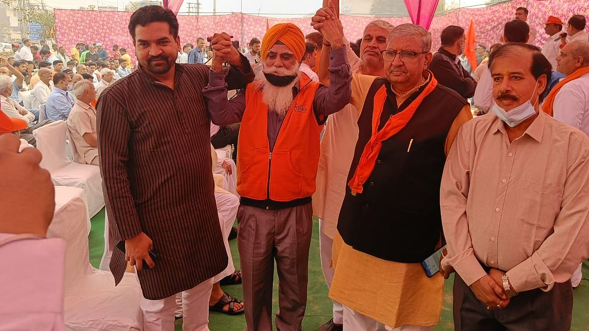 <div class="paragraphs"><p>BJP leader Kapil Mishra at the site of the Govardhan puja on Friday.</p></div>