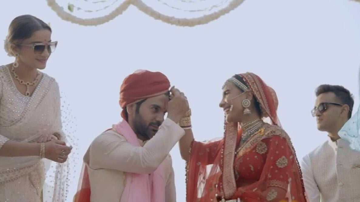 <div class="paragraphs"><p>Rajkummar Rao &amp; Patralekhaa on their wedding day.</p></div>