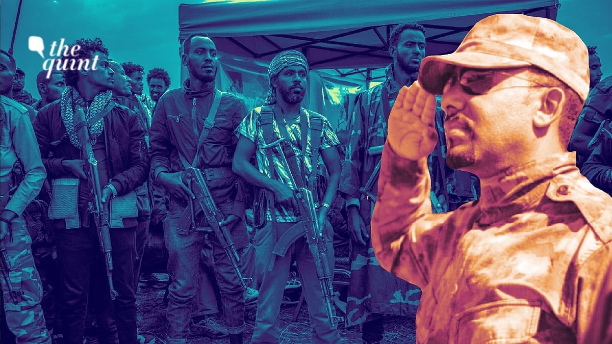 <div class="paragraphs"><p>Prime Minister Abiy Ahmed, and Tigray rebels in the background.&nbsp;</p></div>