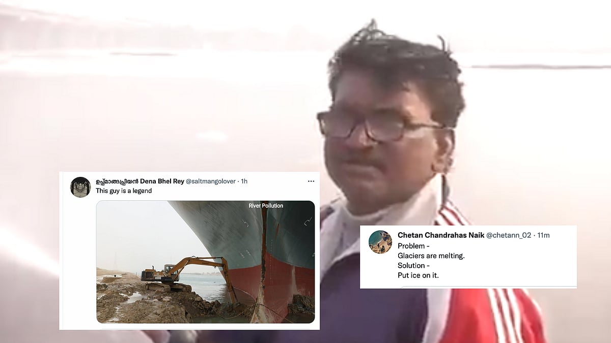 <div class="paragraphs"><p>Delhi Jal Board employee Ashok Kumar sprays water on Yamuna to curb toxic foam.</p></div>