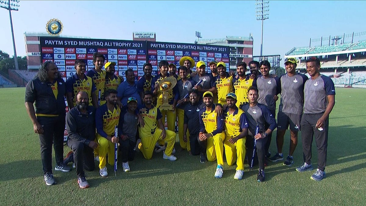 <div class="paragraphs"><p>Tamil Nadu defended their SMAT title with Shahrukh Khan hitting the winning runs.</p></div>