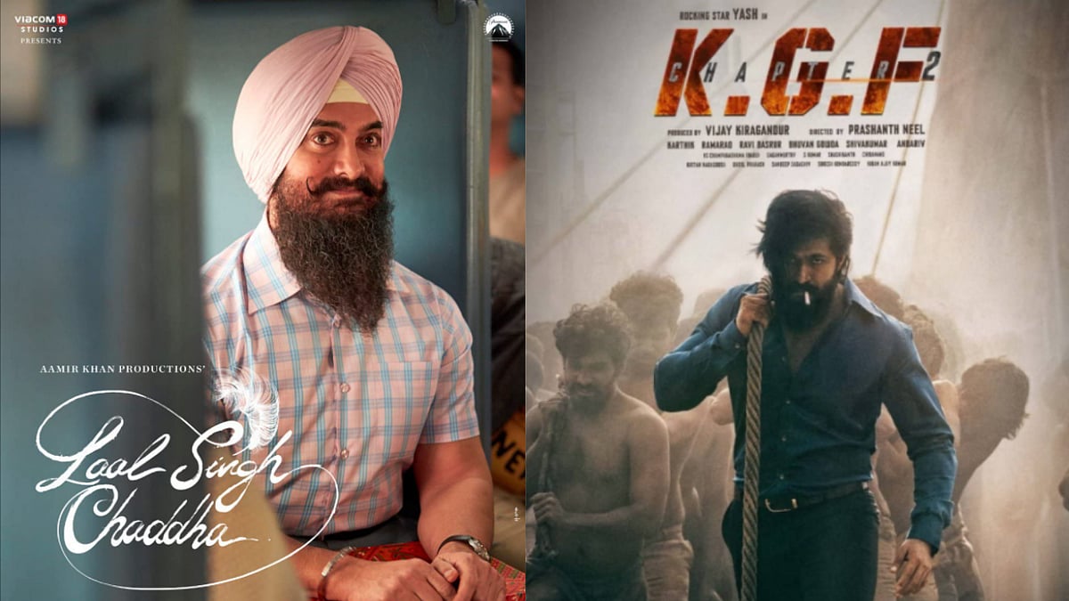 <div class="paragraphs"><p>Aamir Khan in the poster for <em>Laal Singh Chaddha </em>and Yash in the poster for <em>KGF: Chapter 2.</em></p></div>