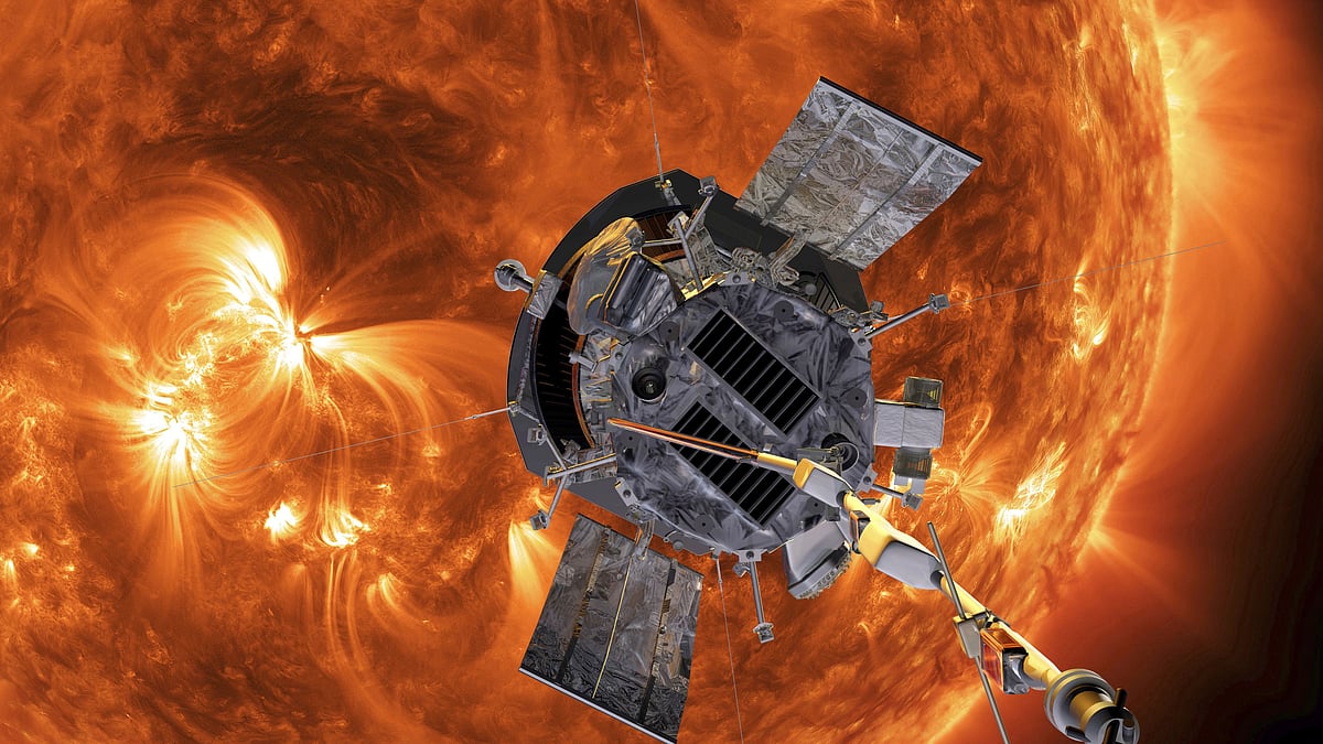 <div class="paragraphs"><p>This image made available by NASA shows an artist's rendering of the Parker Solar Probe approaching the Sun. </p></div>