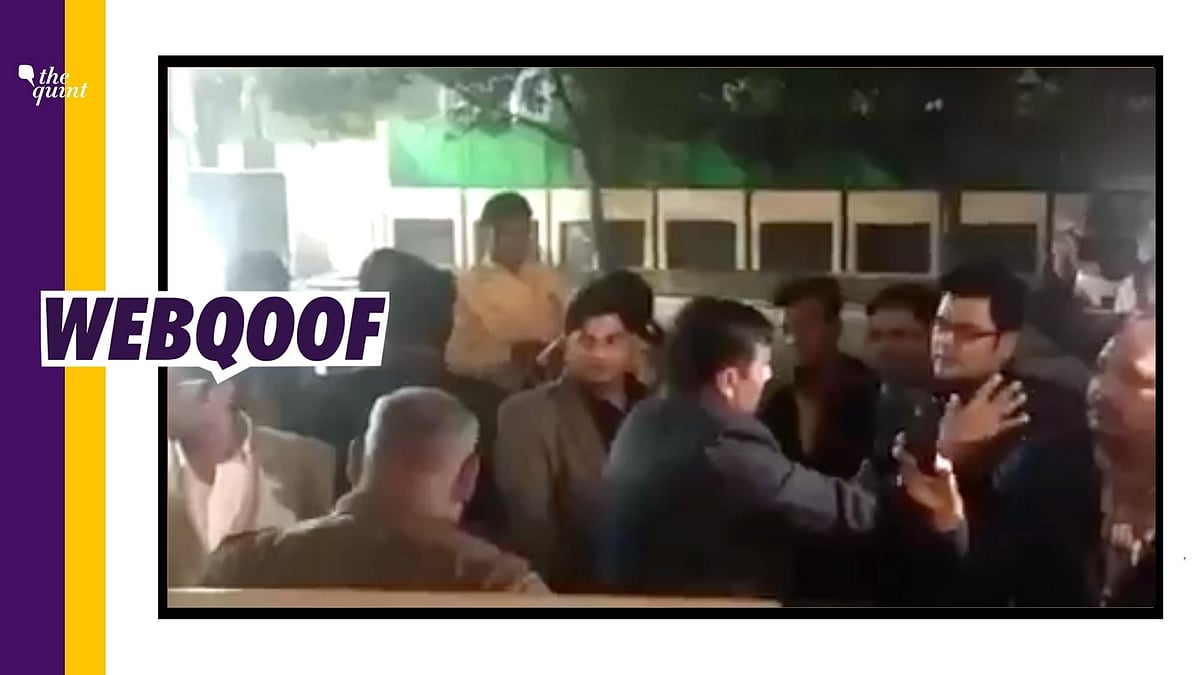 <div class="paragraphs"><p>The video claims to show Samajwadi Party "Mukhtarganj MLA Salim Haider" slapping a policeman.</p></div>