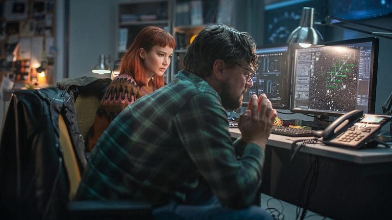 <div class="paragraphs"><p>Leonardo DiCaprio and Jennifer Lawrence in a still from <em>Don't Look Up</em>.</p></div>