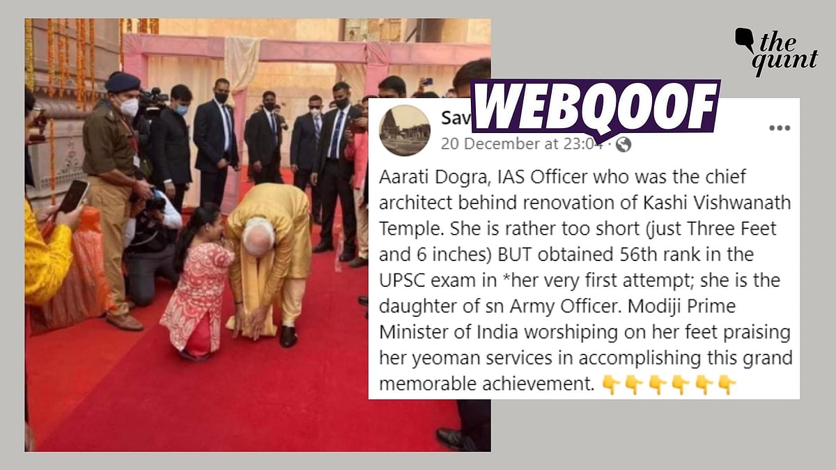 <div class="paragraphs"><p>Fact-Check | The person PM Modi met during his Varanasi visit was not IAS Officer Arti Dogra.</p></div>