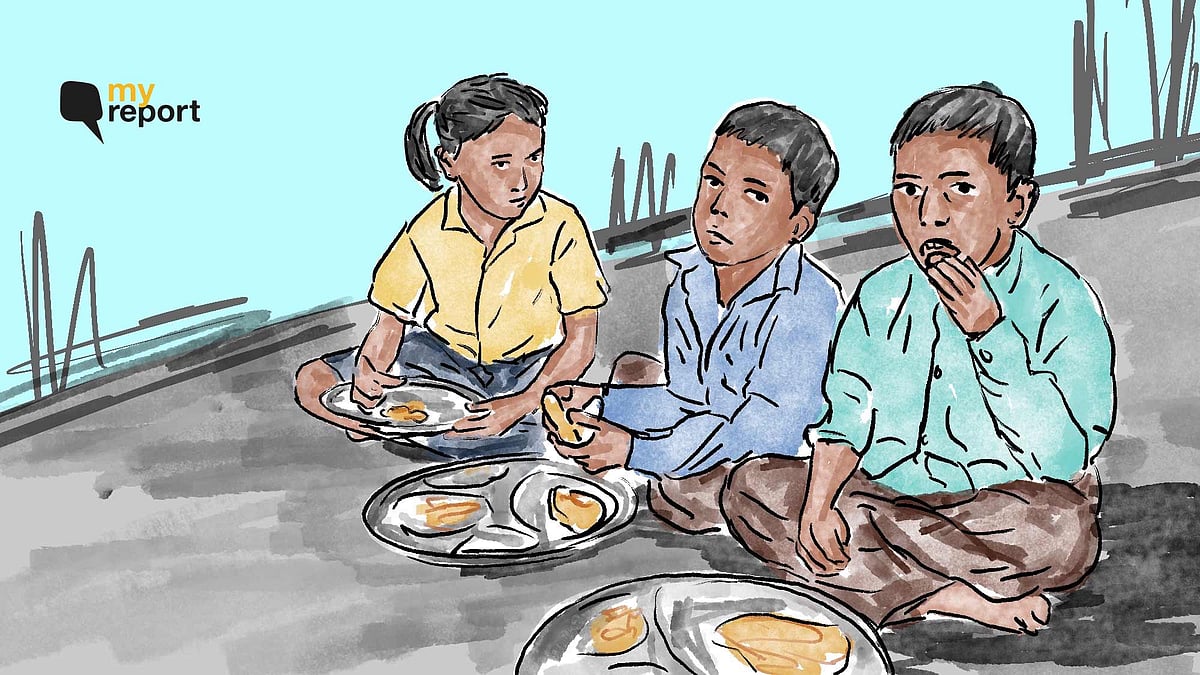 <div class="paragraphs"><p>Kids at Ghazipur border eating at the farmers' protest site.</p></div>