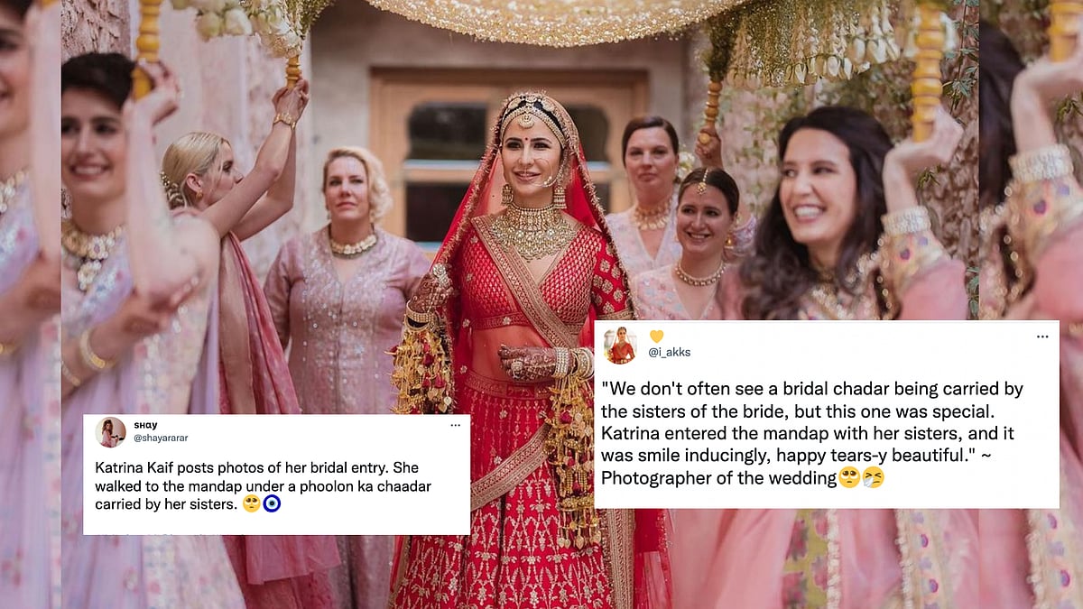 <div class="paragraphs"><p>Katrina Kaif and her sisters during her wedding.</p></div>