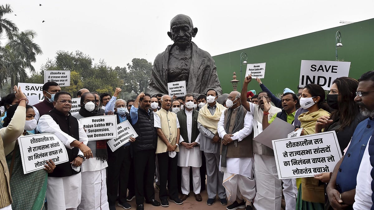 <div class="paragraphs"><p>A stormy Winter Session of the Parliament is underway, rife with disruptions and an uncanny frequency of adjournments. The primary reason behind the ruckus: the suspension of 12 Members of the Parliament (MPs), who belong to various Opposition parties.</p></div>