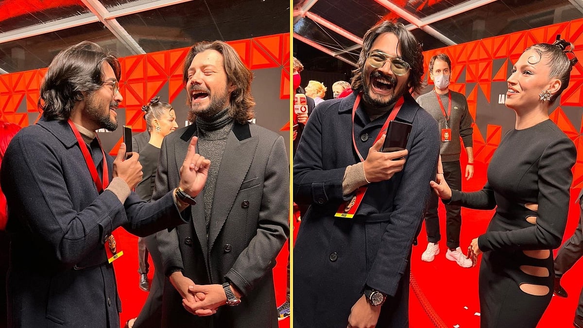 <div class="paragraphs"><p>Bhuvan Bam with the cast of Netflix's <em>Money Heist</em>.&nbsp;</p></div>