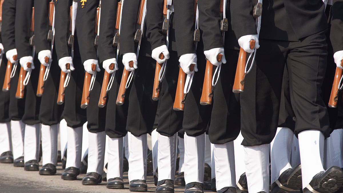 <div class="paragraphs"><p>Sailors of the Indian Navy marching.</p></div>